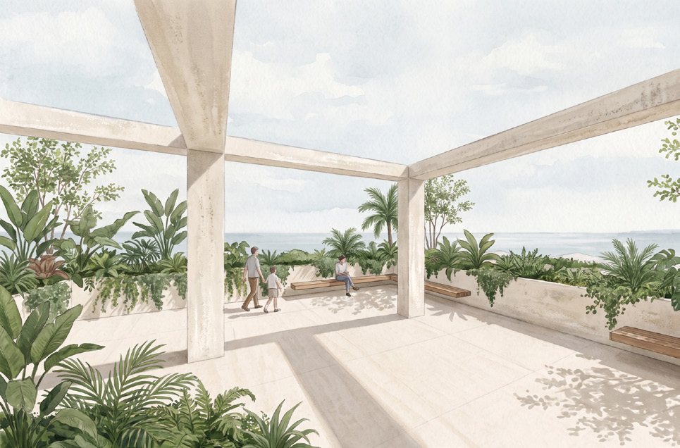 Rooftop garden with bay outlook