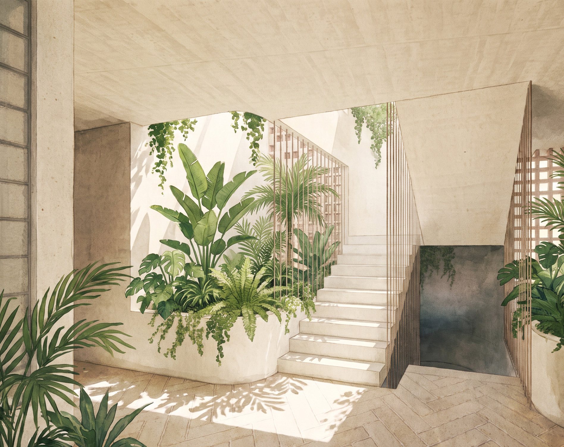 Feature stair & landscaped void
