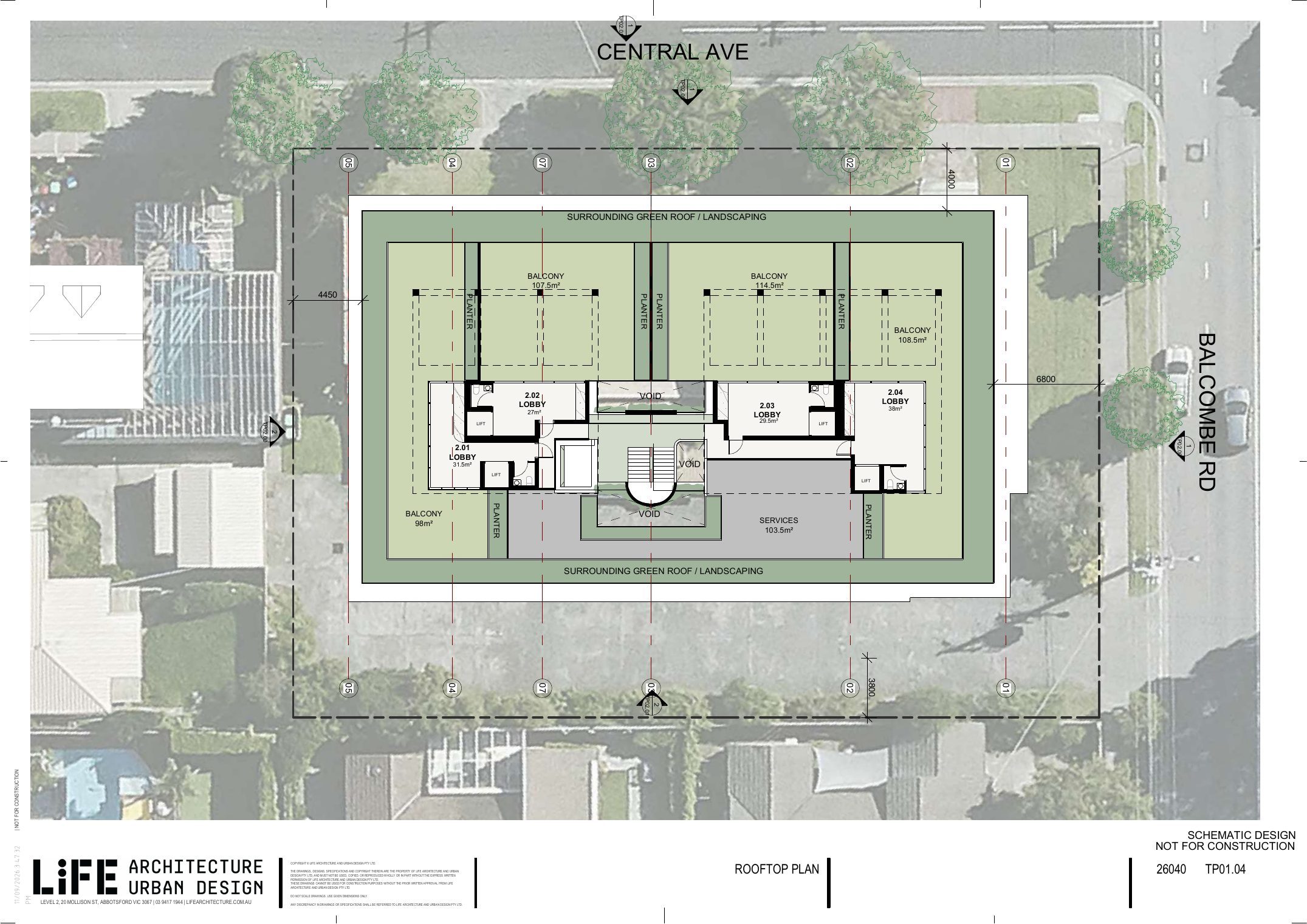 Rooftop plan — planted roof terraces