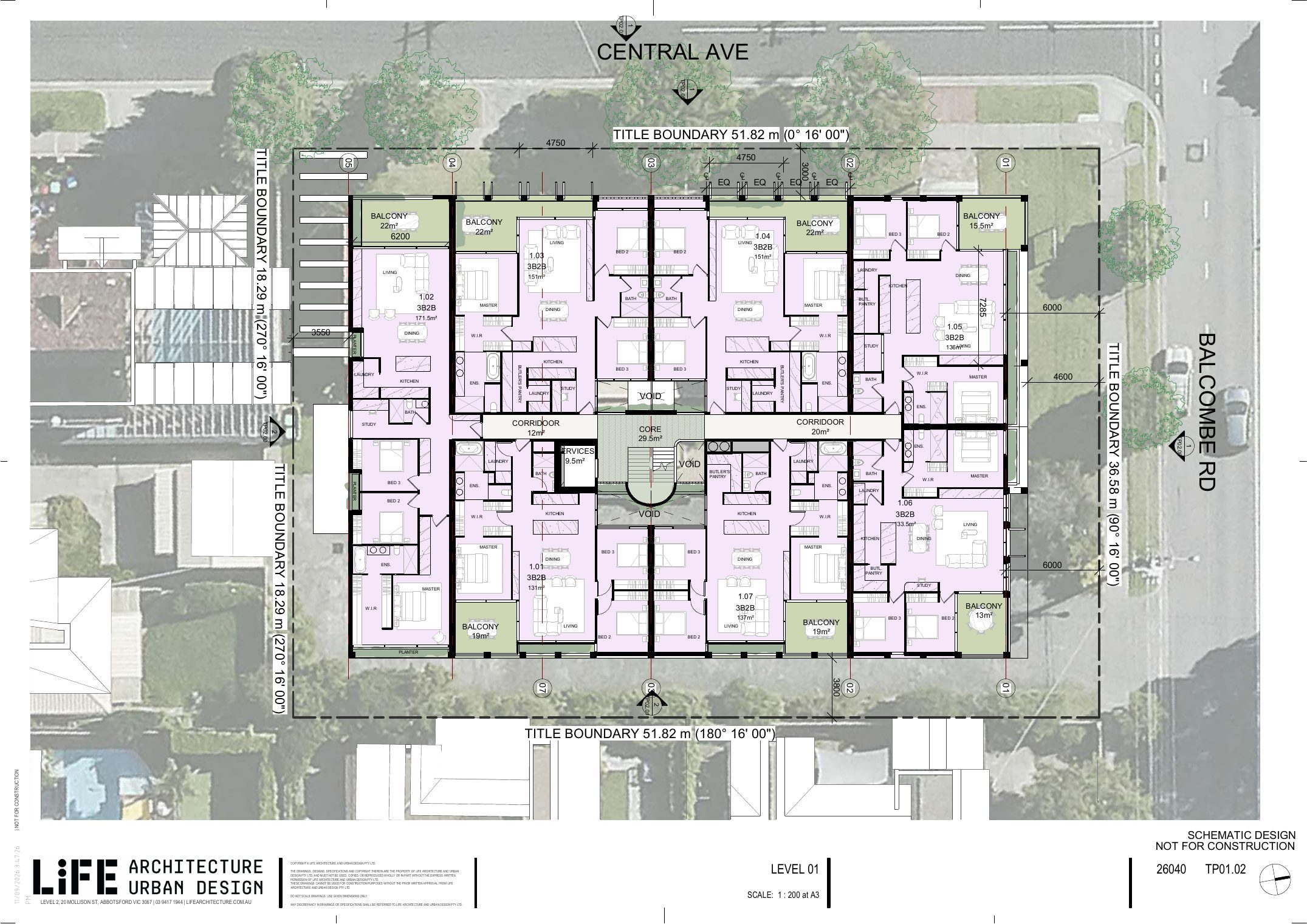 Level 1 plan — 7 residences