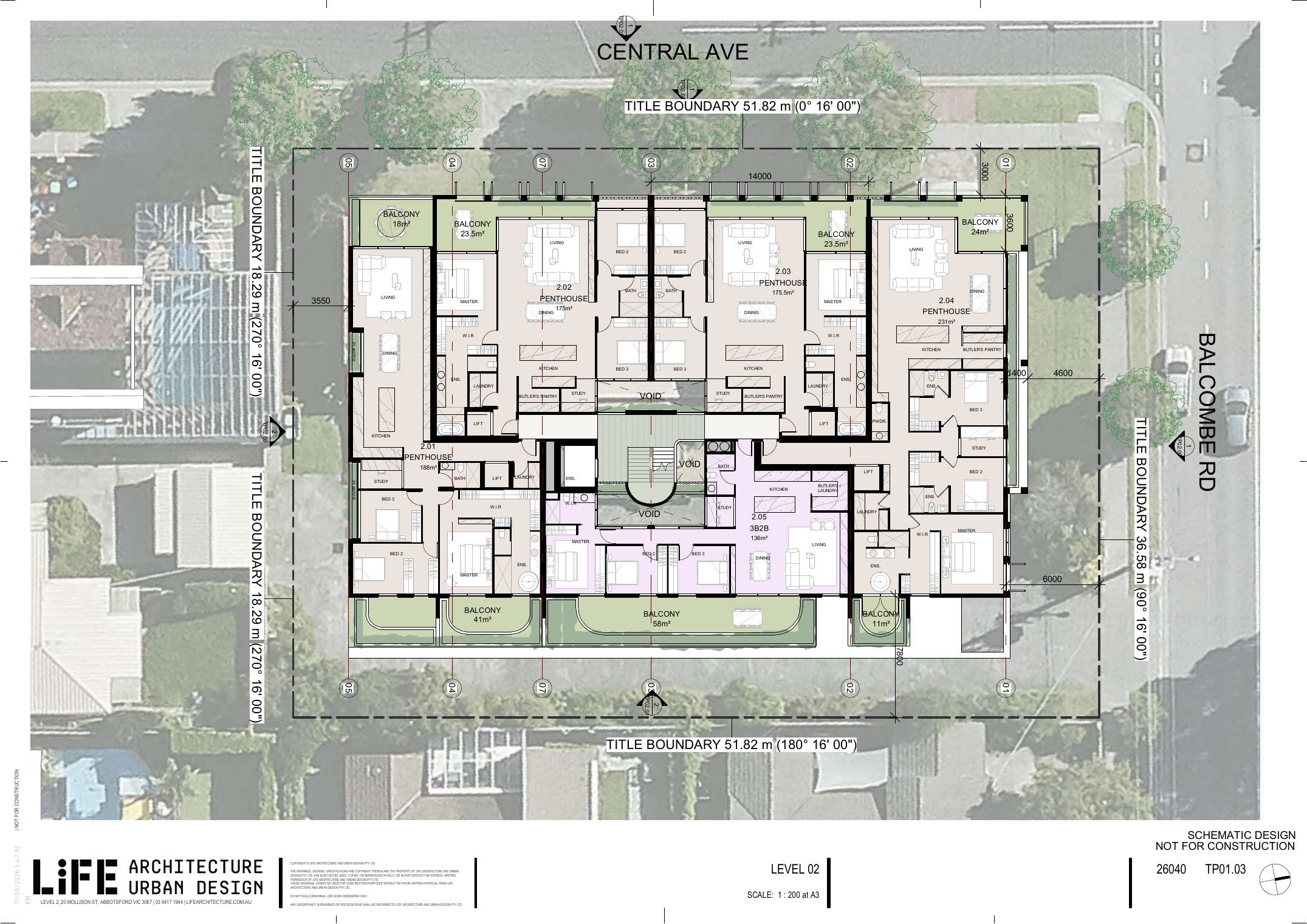 Level 2 plan — 4 penthouses and 1 residence